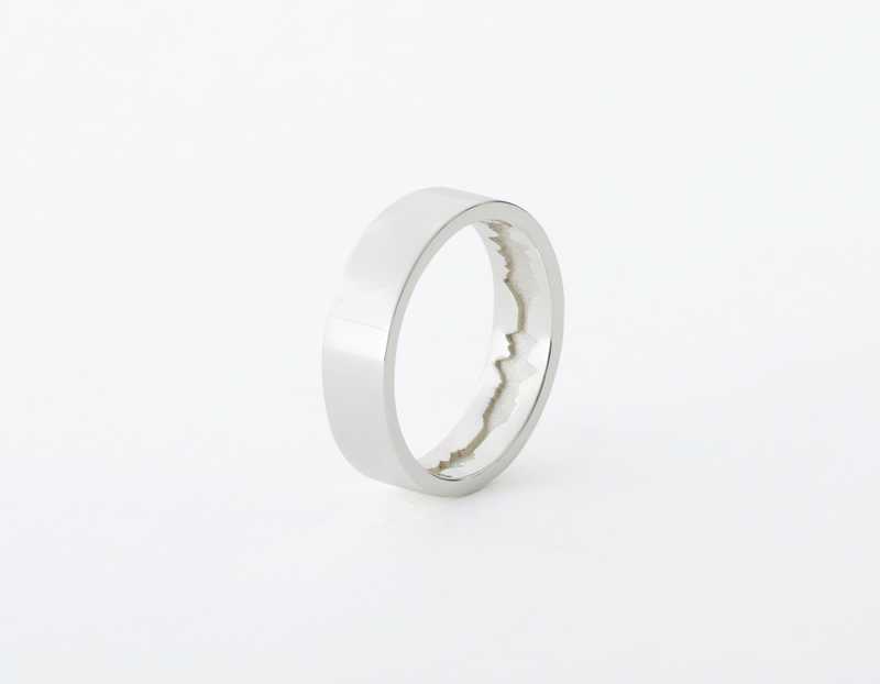The Inner Wave Ring placed vertical in Sterling Silver