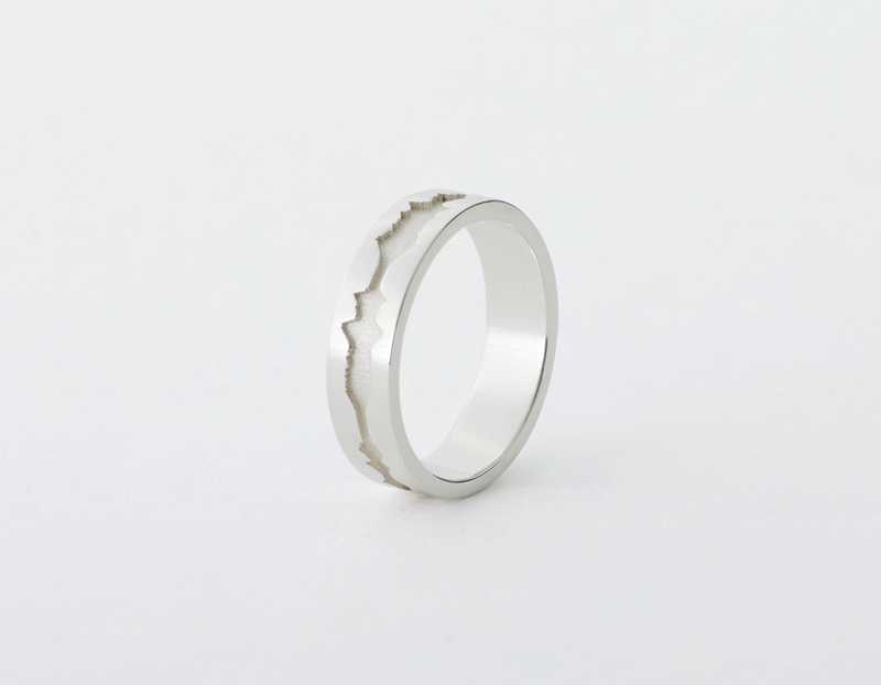 The Outer Wave Ring placed vertical in Sterling Silver
